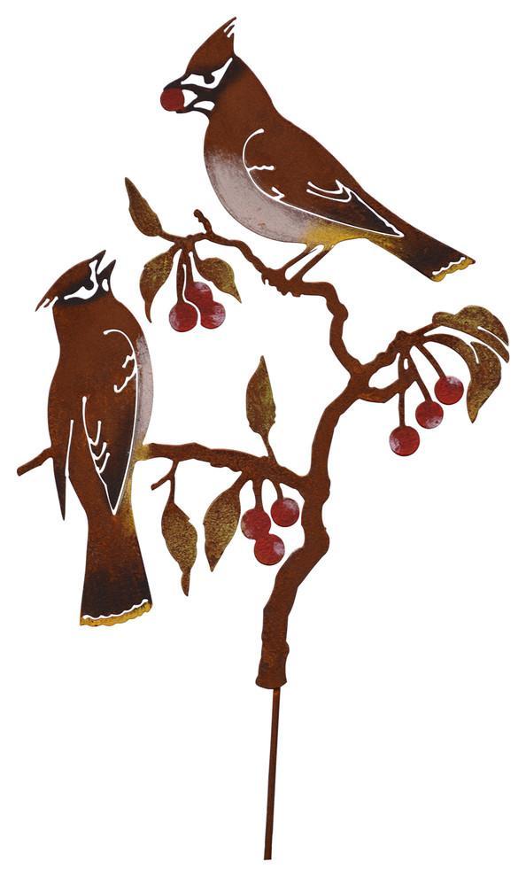 Cedar Waxwing on Cherry Stake by Jim & Madeleine Crowdus - © Blue Pomegranate Gallery