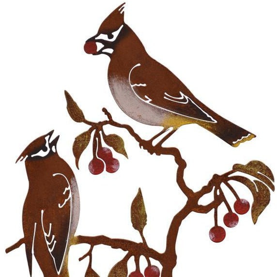 Cedar Waxwing on Cherry Stake by Jim & Madeleine Crowdus - © Blue Pomegranate Gallery