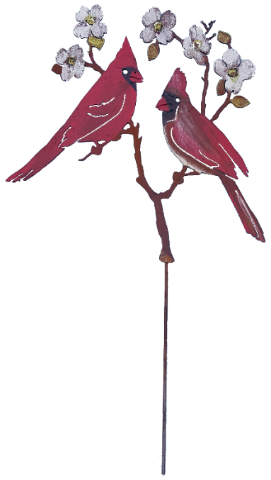 Cardinals on Dogwood Stake by Jim & Madeleine Crowdus - © Blue Pomegranate Gallery
