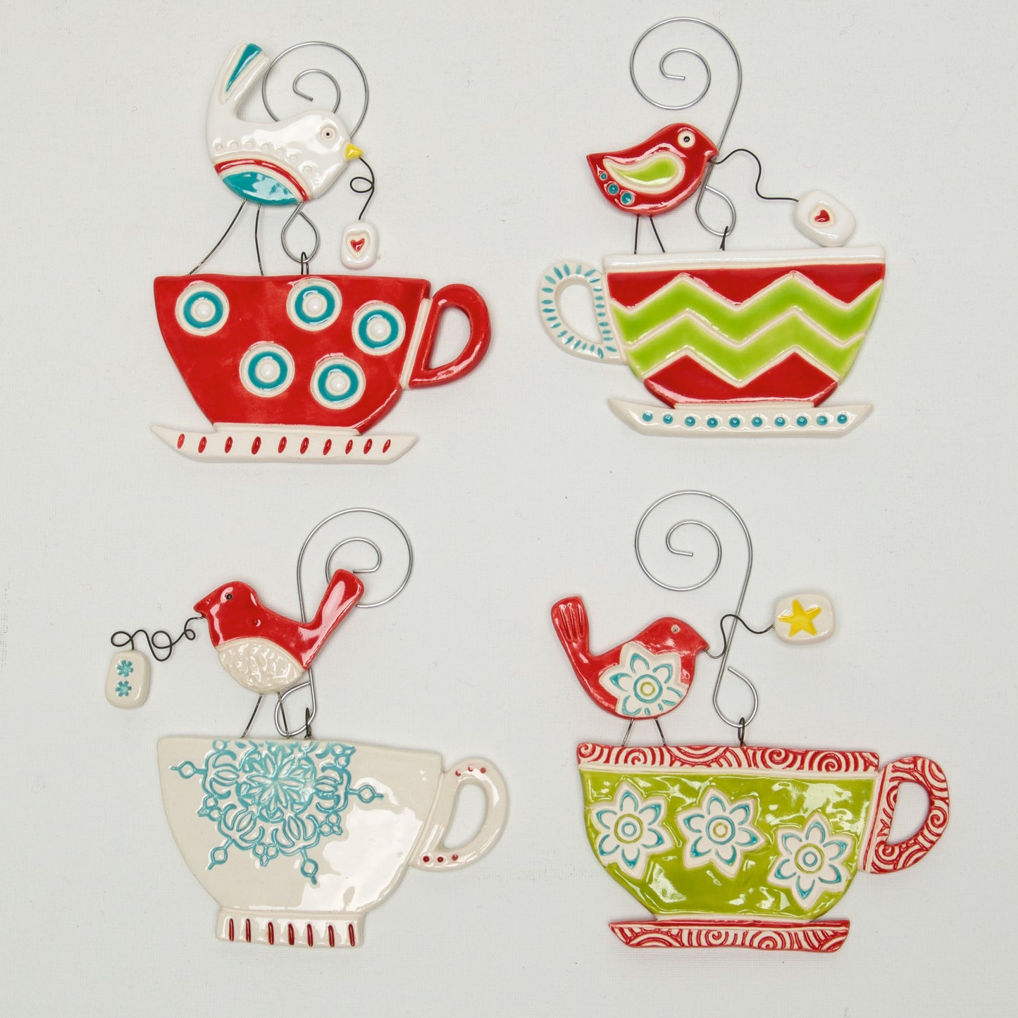 Tea Cup Clay handmade ornament by Sally Scott - © Blue Pomegranate Gallery