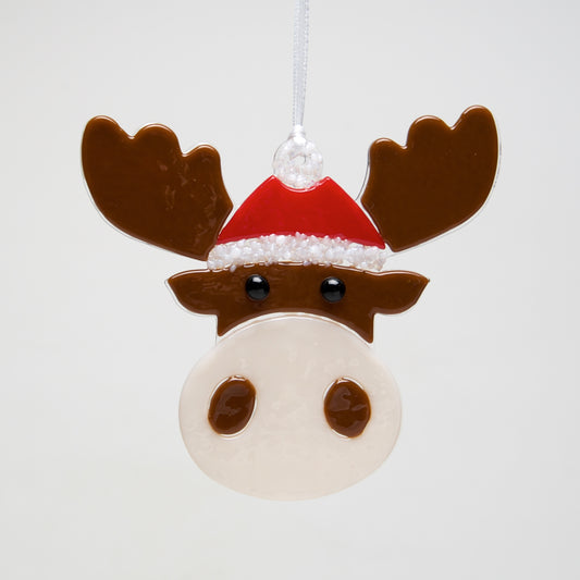 Glass Santa Moose ornament by Sondra Gerber - © Blue Pomegranate Gallery