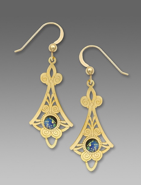 7514 Gold FIligree Necktie Earrings by Barbara MacCambridge - © Blue Pomegranate Gallery