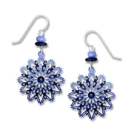 7678 Blue Spikey Mandala Earrings by Barbara MacCambridge - © Blue Pomegranate Gallery