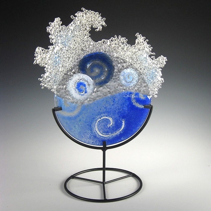 Mini Dk Blue Splash in stand by Charlotte Behrens - © Blue Pomegranate Gallery