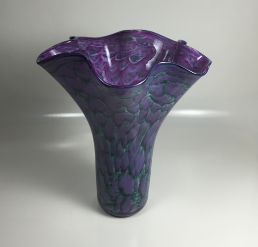 LG Purple Scalloped Vase by Thomas Kelly 11 x 11 x 11” - © Blue Pomegranate Gallery