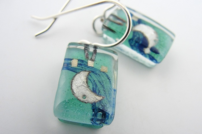 Aqua Moon Earrings by Edo Mor - © Blue Pomegranate Gallery