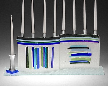 Duo Linear Menorah by Sara Beames - Judaica - © Blue Pomegranate Gallery
