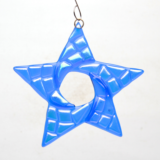 Blue Mosaic Star Ornament by Denise Childs - © Blue Pomegranate Gallery