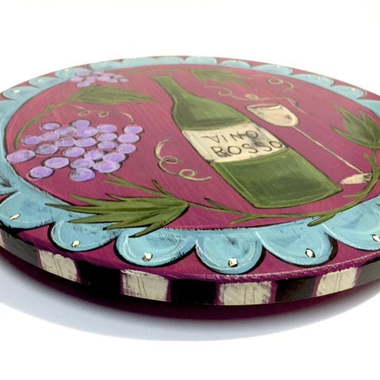 Vino Rosso Lazy Susan by Elisa Drumm, 15" - © Blue Pomegranate Gallery
