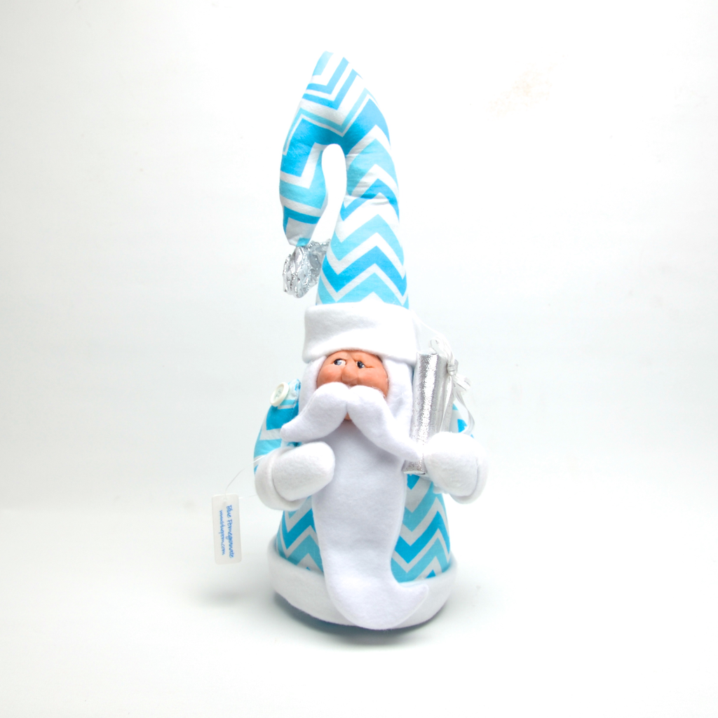 Whimsical Santa in Turquoise Chevron by Debbie McIntyre *Last Chance Item - © Blue Pomegranate Gallery