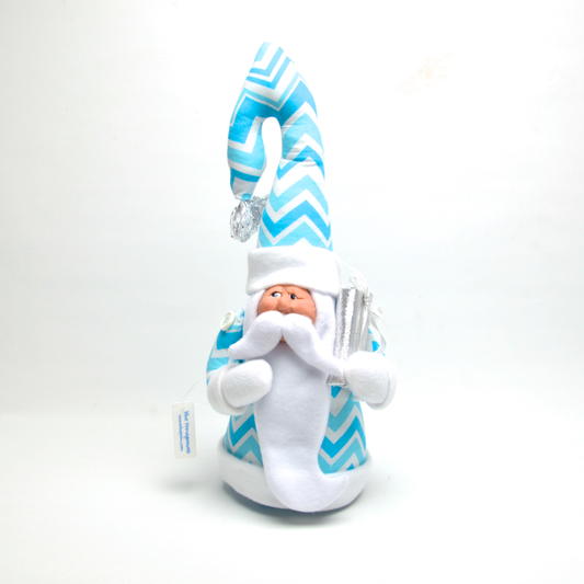Whimsical Santa in Turquoise Chevron by Debbie McIntyre *Last Chance Item - © Blue Pomegranate Gallery