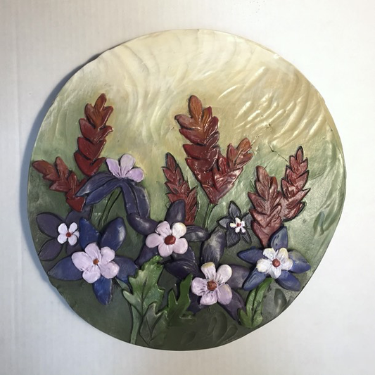 Columbine and Paintbrush, 11" Circle Tile by Carol Fennell - © Blue Pomegranate Gallery