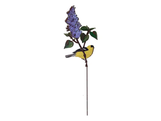 Warbler on Lilac Stake by Jim & Madeleine Crowdus
