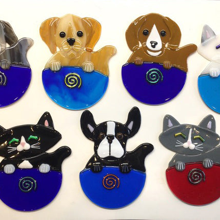 Pup and Kitten Cups- One of a kinds -  by Charlotte Behrens - © Blue Pomegranate Gallery