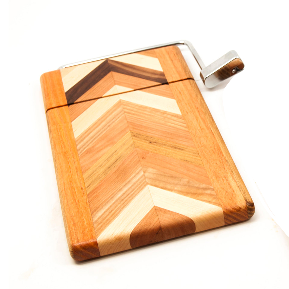 Herringbone Cheese board with wire cutter by Dickinson - © Blue Pomegranate Gallery