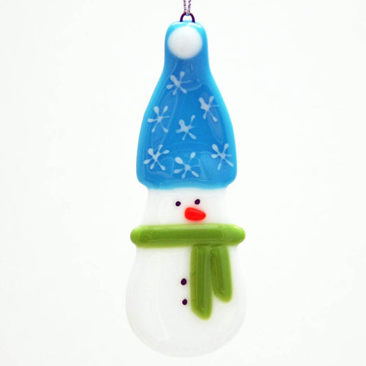 Snowman Light Blue Ornament by Kristi Thorndike Kent - © Blue Pomegranate Gallery