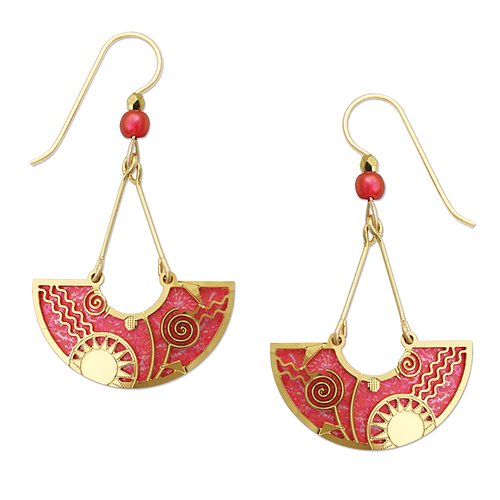 7727 Soft Coral Pink Celestial swing Earrings by Barbara MacCambridge - © Blue Pomegranate Gallery